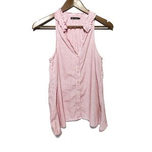 Ella Moss Red and White Striped Ruffle Tank Top